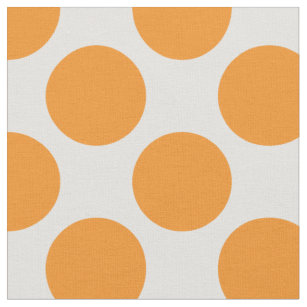 Modern Bright Orange and White Large Polka Dots Fabric