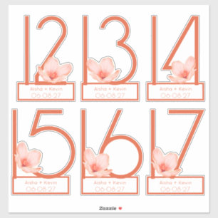 Modern Bright orange table numbers 12-17 cut-out  Sticker