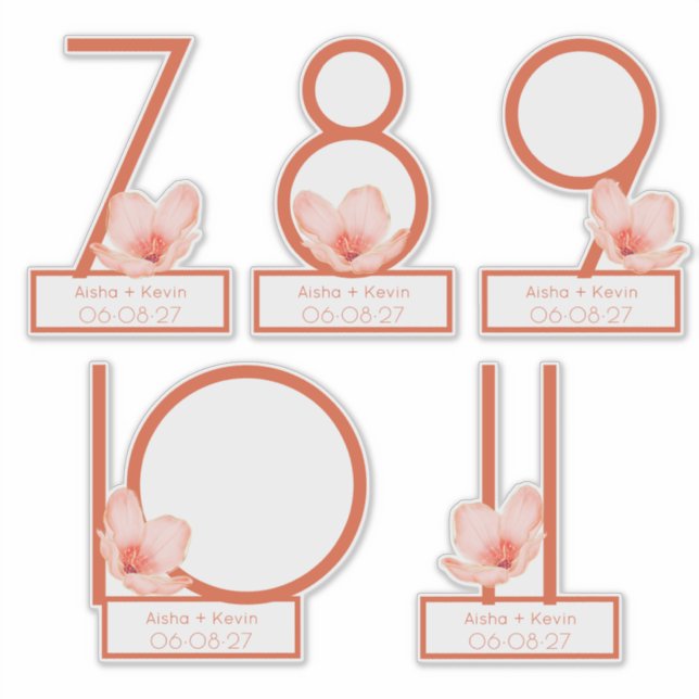 Modern Bright orange table numbers 7-11 cut-out  Sticker (Front)
