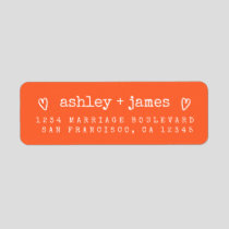 Modern Bright Orange Wedding Return Address Label