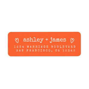 Modern Bright Orange Wedding Return Address Label