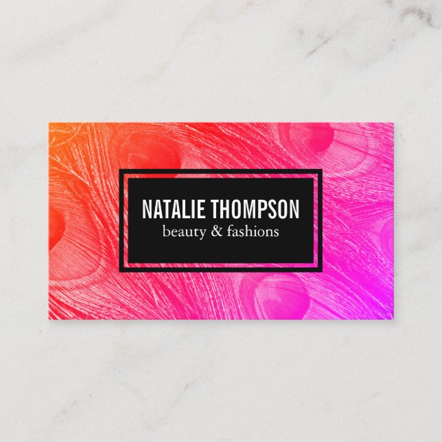 Modern Bright Peacock Feathers Business Card (Front)