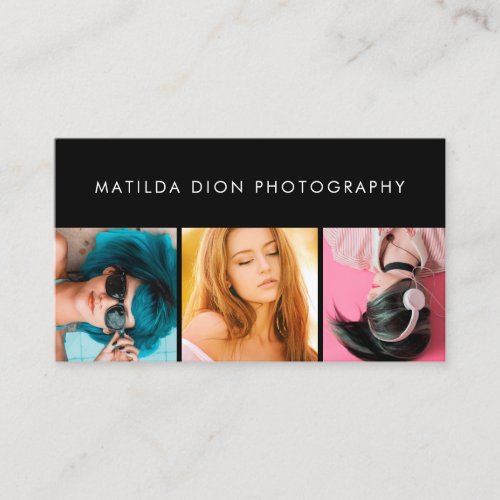 Modern bright photo collage photographer business card