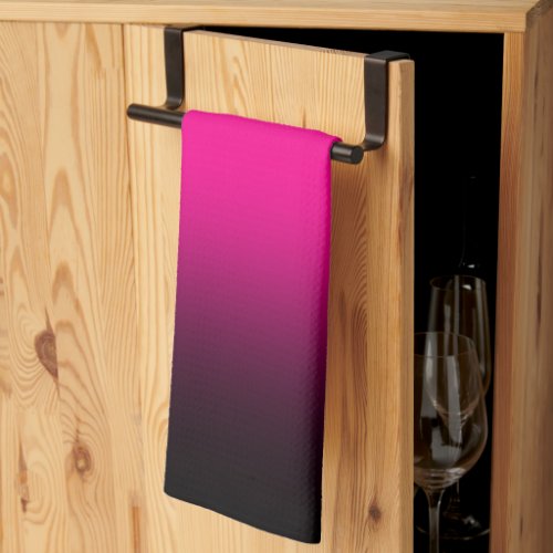 Modern Bright Pink and Black Gradient Kitchen Towel
