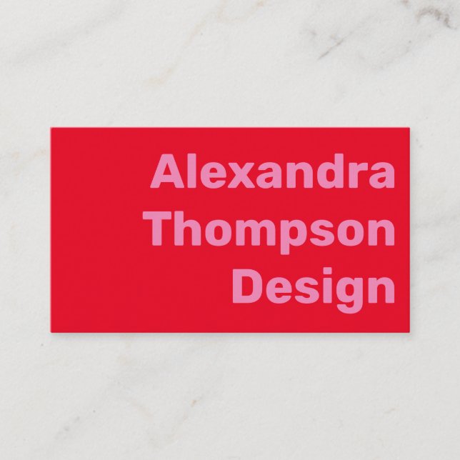 Modern Bright Pink and Red Bold Simple Business Card (Front)