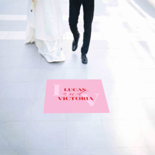 Modern Bright pink and red wedding Floor Decals