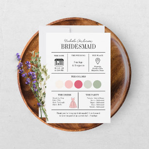 Modern Bright Pink Bridesmaid Information Card
