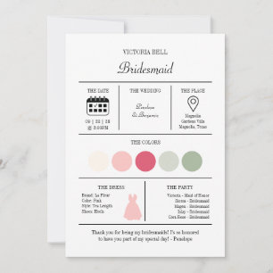 Modern Bright Pink Bridesmaid Information Card
