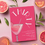 Modern Bright Pink Cocktail 30th Birthday Invitation<br><div class="desc">Modern 30th birthday invitation featuring elegant chic typography and minimalist design in bright pink color</div>