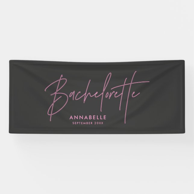Modern bright pink girly neon bachelorette banner (Horizontal)