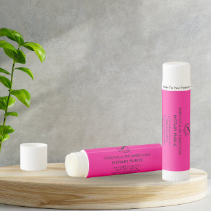 Modern Bright Pink Notary Business Logo Promo Lip Balm