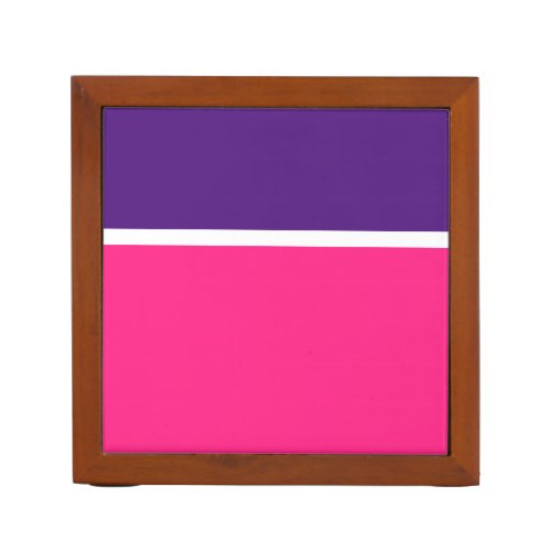 Modern Bright Pink Royal Purple Banded Color Block Desk Organizer
