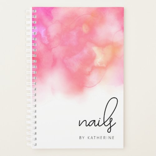 Modern bright pink watercolor nails  planner