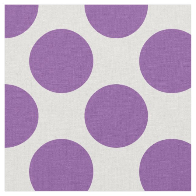 Modern Bright Purple and White Large Polka Dots Fabric (Close Up)