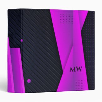Modern Bright Purple Black Abstract Monogrammed