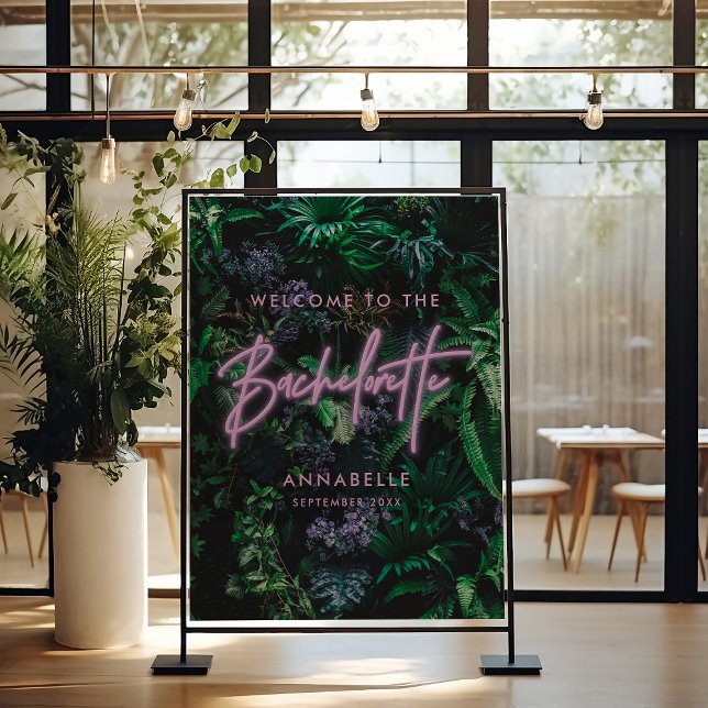 Modern bright purple girly neon bachelorette  foam board (Creator Uploaded)