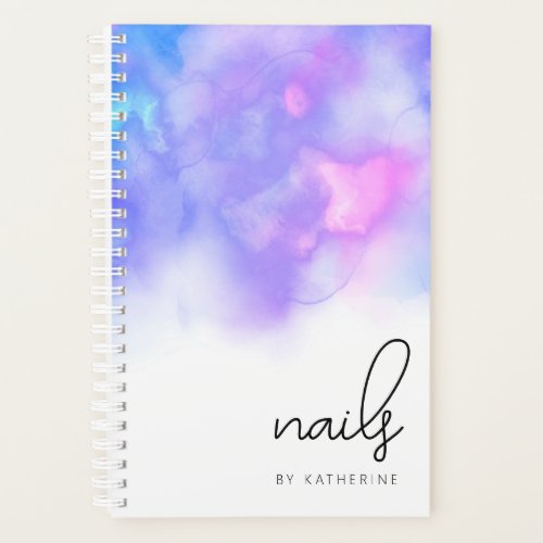 Modern bright purple watercolor nails  planner