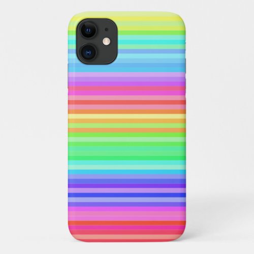 Modern Bright Rainbow Stripes iPhone 11 Case