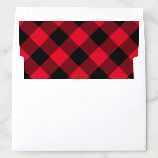 Modern Bright Red and Black Buffalo Plaid Holiday Envelope Liner (In Envelope)