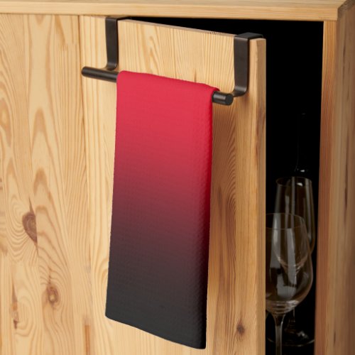 Modern Bright Red and Black Gradient Kitchen Towel