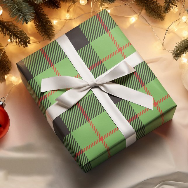 Modern Bright Red & Green Holiday Plaid Gift Wrapping Paper (Creator Uploaded)