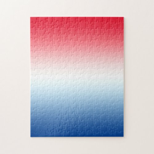 Modern Bright Red White and Blue Ombre Jigsaw Puzzle