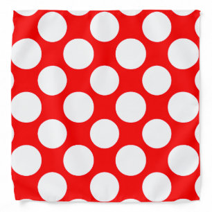 Modern Bright Red White Polka Dots Pattern Bandana