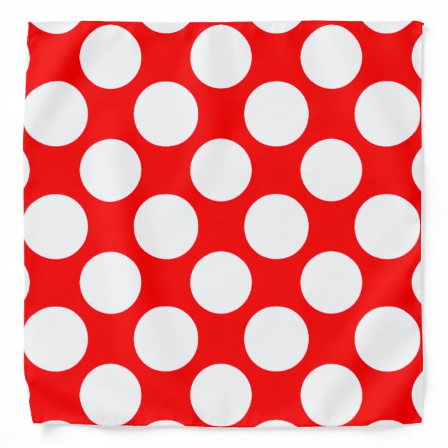 Modern Bright Red White Polka Dots Pattern Bandana (Front)