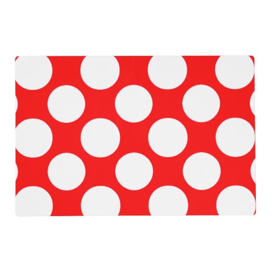 Modern Bright Red White Polka Dots Pattern Placemat