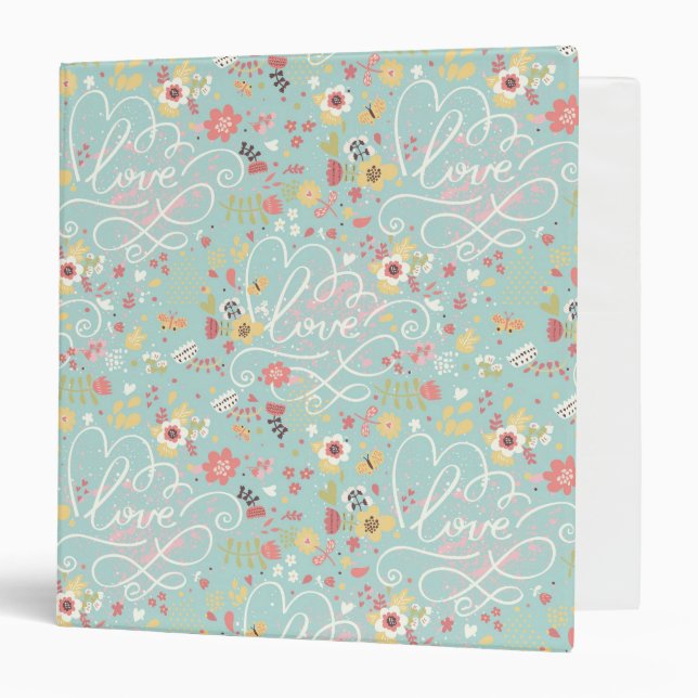 Modern Bright Romantic Pattern 3 Ring Binder (Front/Inside)