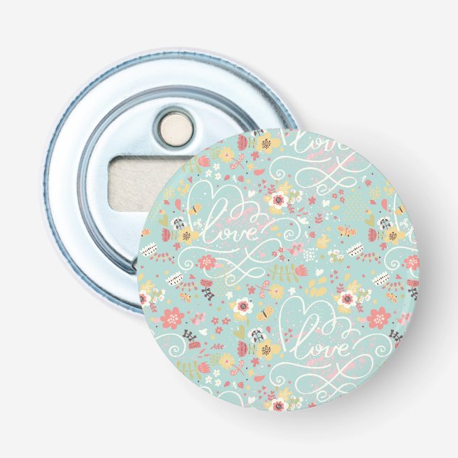 Modern Bright Romantic Pattern Bottle Opener (Front)