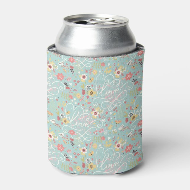 Modern Bright Romantic Pattern Can Cooler (Can Front)