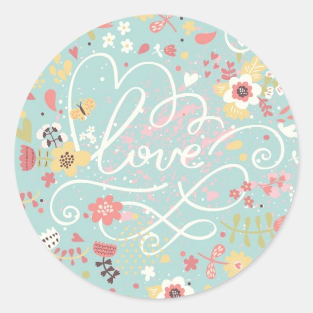 Modern Bright Romantic Pattern Classic Round Sticker (Front)