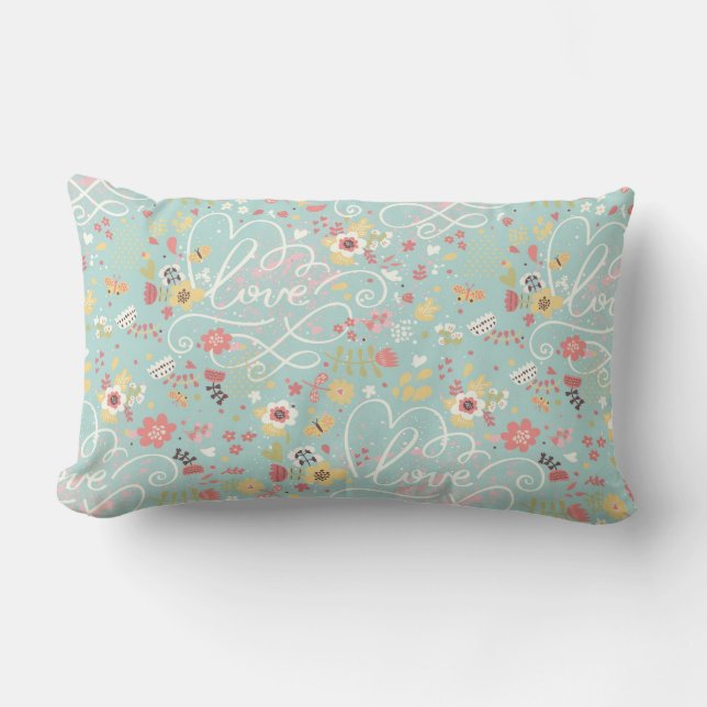 Modern Bright Romantic Pattern Lumbar Pillow (Front)