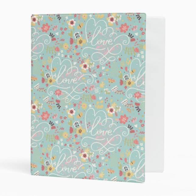 Modern Bright Romantic Pattern Mini Binder (Front/Inside)