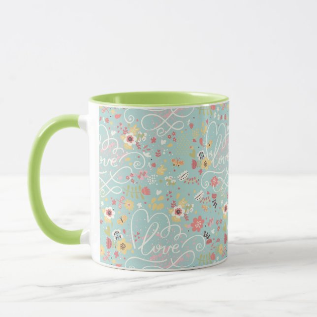 Modern Bright Romantic Pattern Mug (Left)
