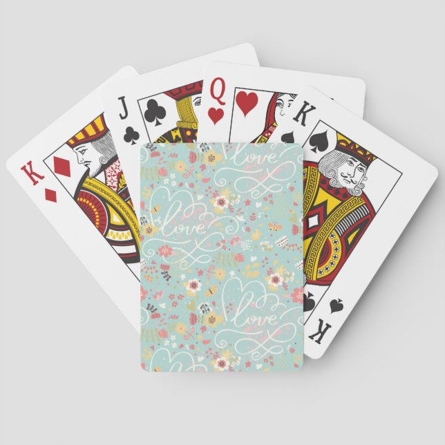 Modern Bright Romantic Pattern Poker Cards (Back)