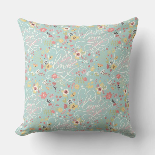 Modern Bright Romantic Pattern Throw Pillow (Front)