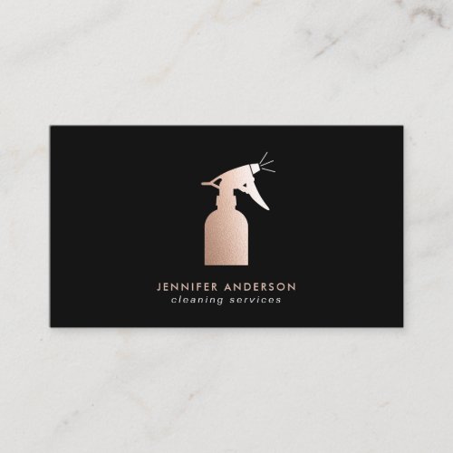 Modern Bright Rose Gold Cleaning Services Business Card