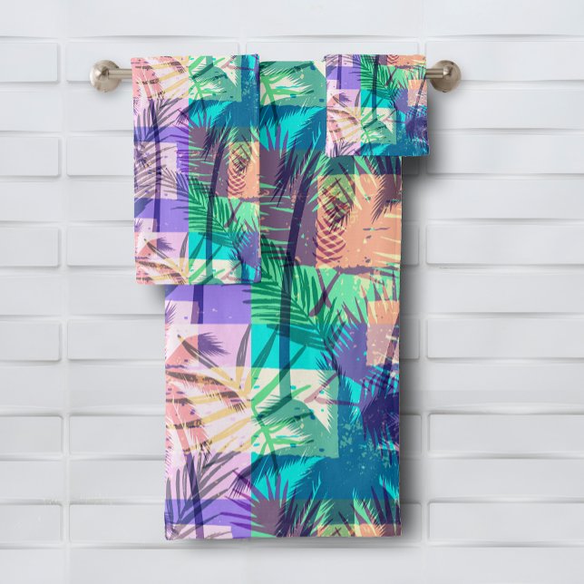 Modern Bright Tropical Palms Pattern Bath Towel Set (Modern Bright Tropical Palms Pattern Bath Towel Set, buy separate pieces, too)