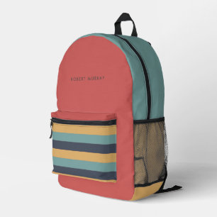 Modern Bright Vintage Vibe Color Block  Printed Backpack