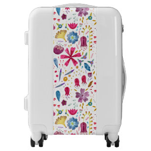 Modern Bright Watercolor Wildflower Boho Pattern Luggage