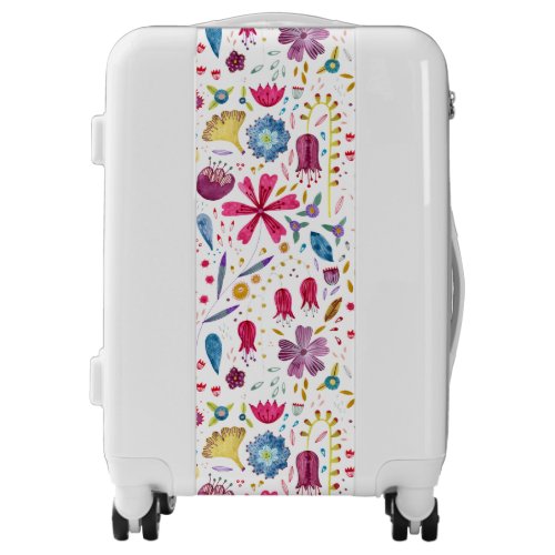 Modern Bright Watercolor Wildflower Boho Pattern Luggage