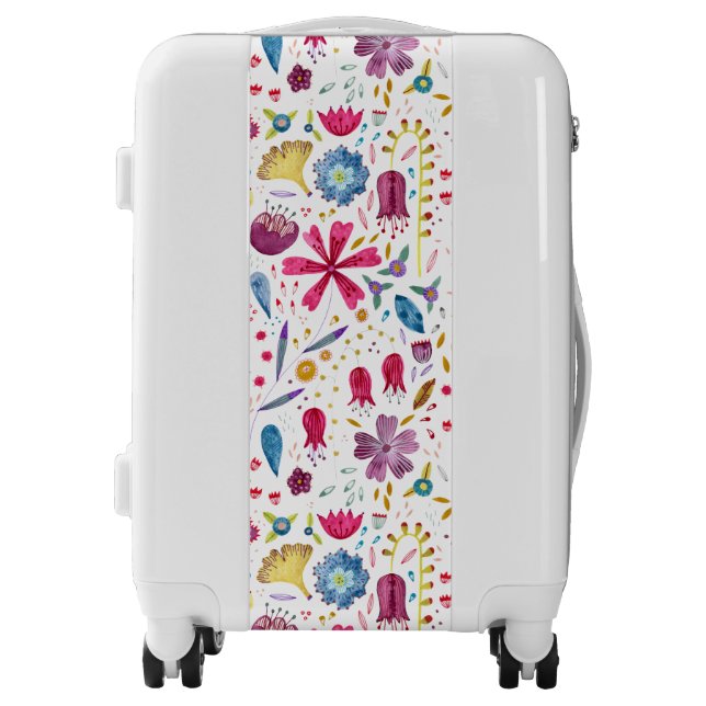 Modern Bright Watercolor Wildflower Boho Pattern Luggage (Front)