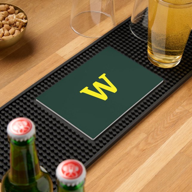 Modern bright yellow initial lettering  bar mat  (Insitu (Bar 2))
