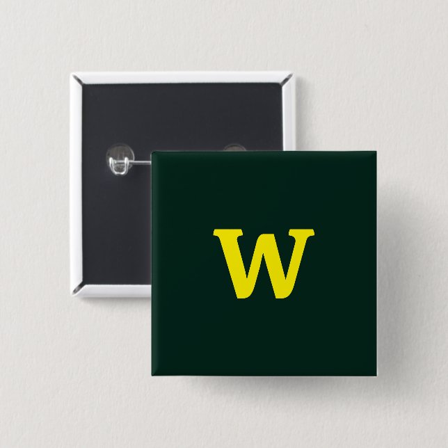 Modern bright yellow initial lettering  button (Front & Back)