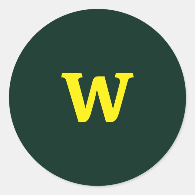 Modern bright yellow initial lettering  classic round sticker (Front)
