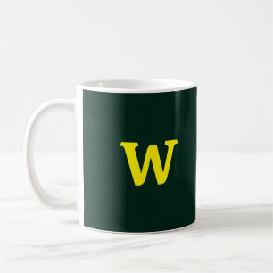 Modern bright yellow initial lettering coffee mug