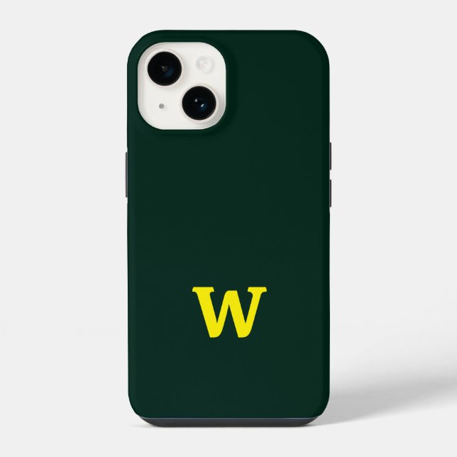 Modern bright yellow initial lettering  iphone case (Back)
