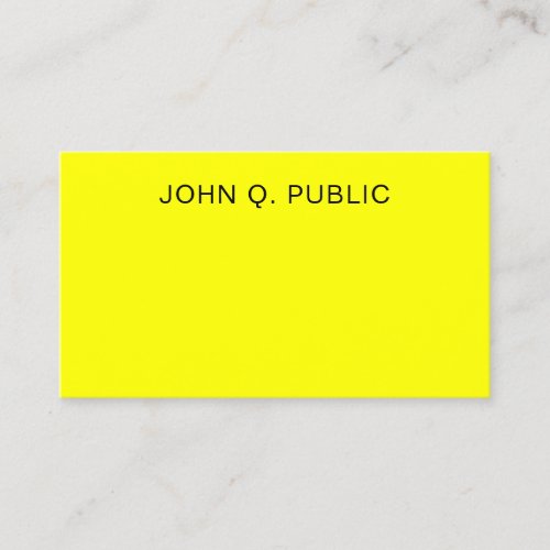Modern Brilliant Neon Bright Yellow Elegant Business Card